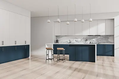 Cocina integral azul blanco